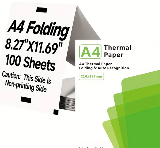 A4 Continuous Folded Thermal Paper, Compatible with A4 thermal Printers Not Suitable For Laser Or Inkjet Printers