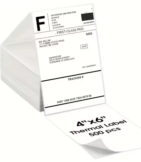 4x6 Direct Thermal Shipping Labels – 500 Stackable Labels, Waterproof & Grease-Resistant, Strong Adhesive