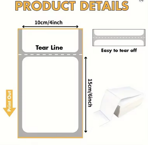 4x6 Direct Thermal Shipping Labels – 500 Stackable Labels, Waterproof & Grease-Resistant, Strong Adhesive