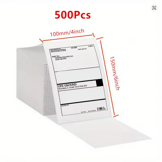 4x6 Direct Thermal Shipping Labels – 500 Stackable Labels, Waterproof & Grease-Resistant, Strong Adhesive